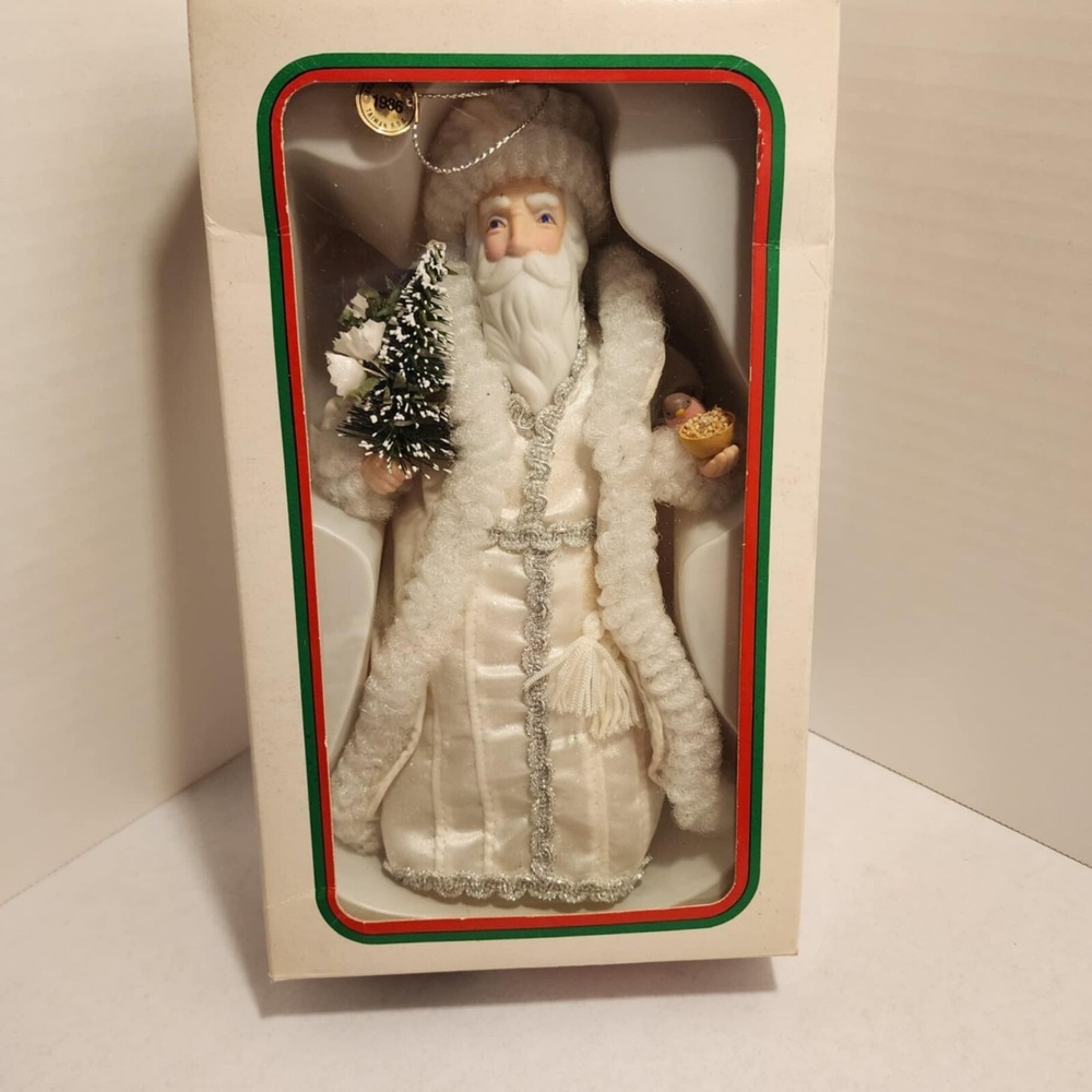 1986 Vintage KURT S. ADLER White Fabric Santa Soft Sculpture Figurine 9" High‎